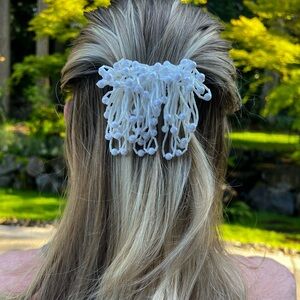 Vintage 90’s White beaded Hair Clips
